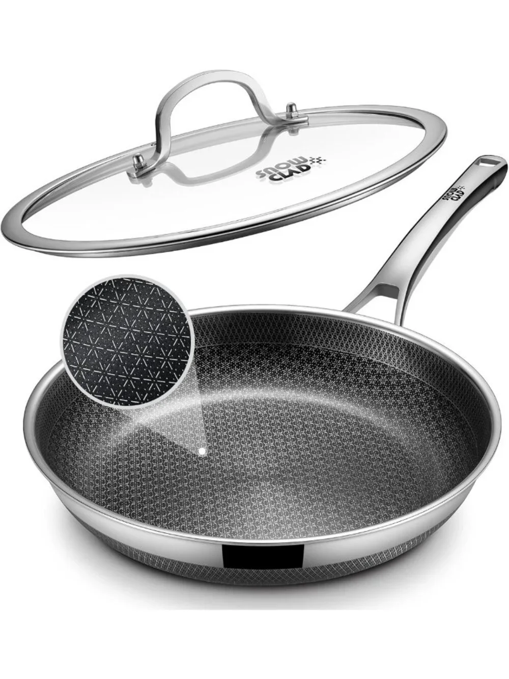 10-Inch Non-Stick Stainless Steel Skillet with Lid - Versatile Frying Pan